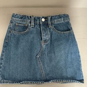 Girls button front adjustable waist denim skirt